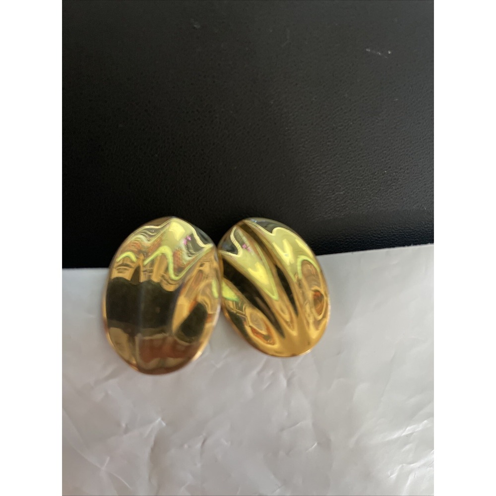 Napier Vintage 80's Mirrored Gold Tone Clip On Earrings